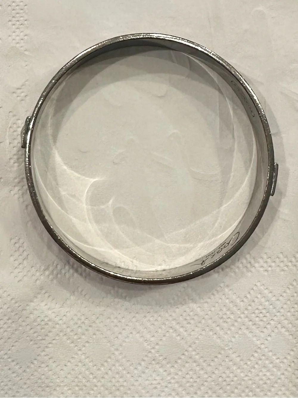 Coach Poppy Silver and Pink Enamel Logo Bangle Bracelet